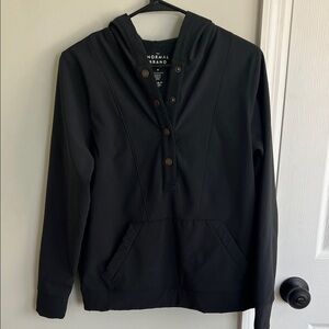 The Normal Brand Black Snap-Front Hooded Pullover